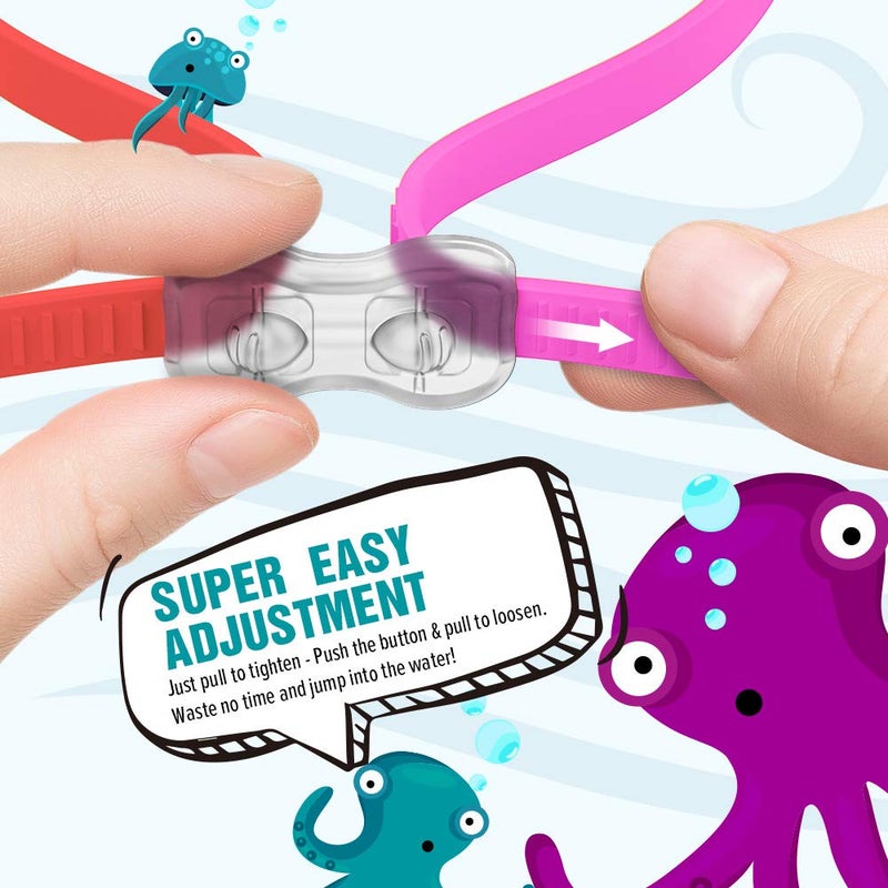 OutdoorMaster Kids Swim Goggles 2 Pack - Quick Adjustable Strap Swimming Goggles for Kids - E - Image 3